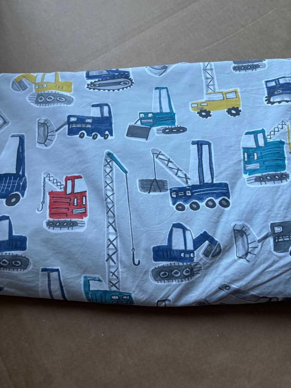 Pottery Barn Kids Jax Construction Vehicles Organic Cotton Double Duvet Cover -